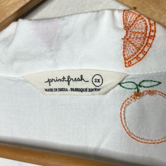 Printfresh Embroidered Fruit Short Sleeve Button Down & Shorts Pajama Set - Picture 12 of 16